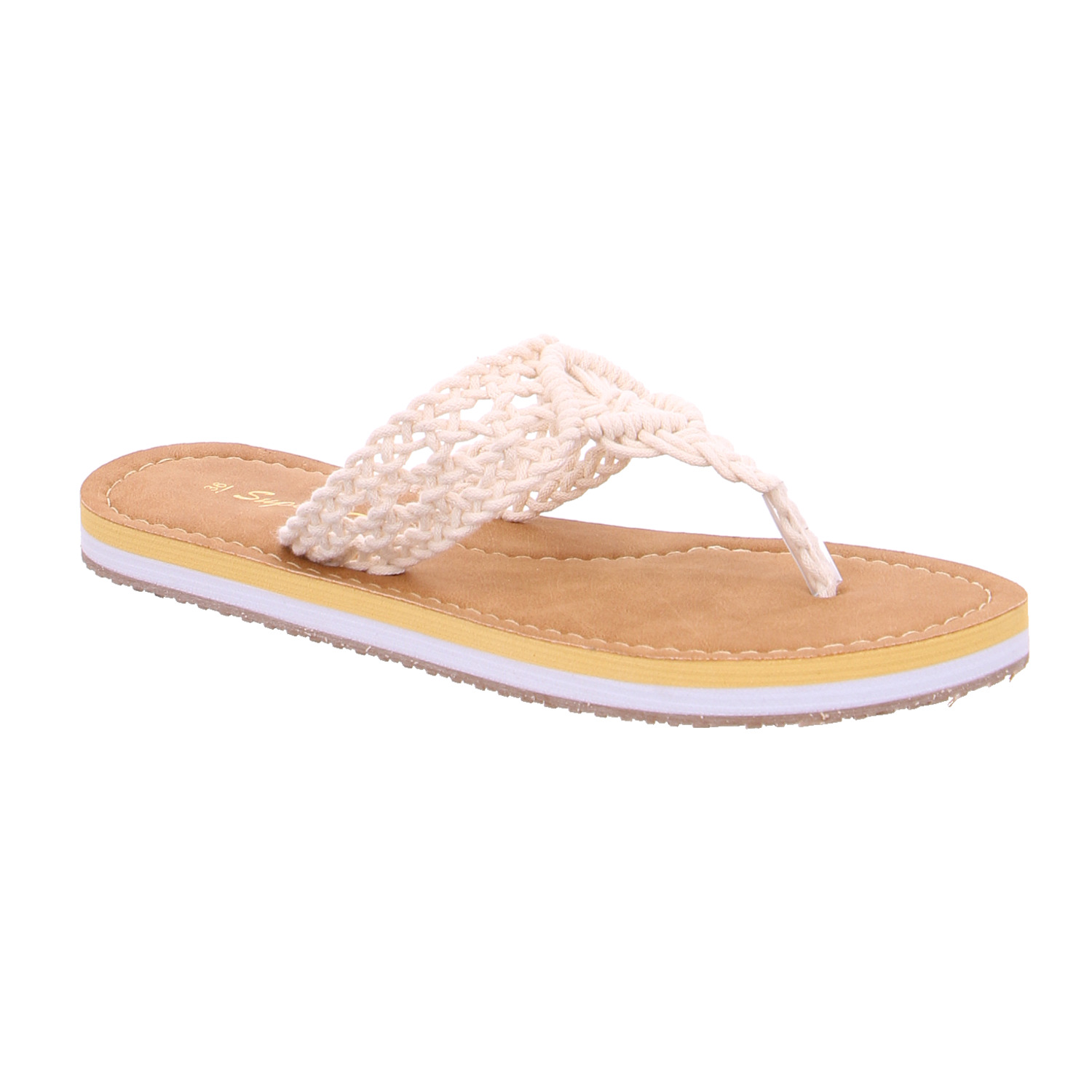 SUPER CRACKS Zehentrenner / FlipFlop Offwhite Textil