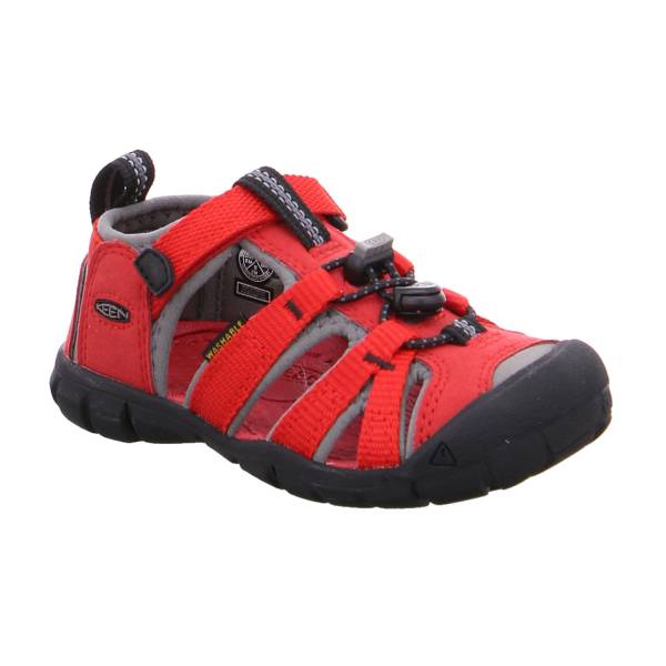 Bild 1 - KEEN Kleinkinder-Sandale Rot Lederimitat Sandale mit Zehenschutz