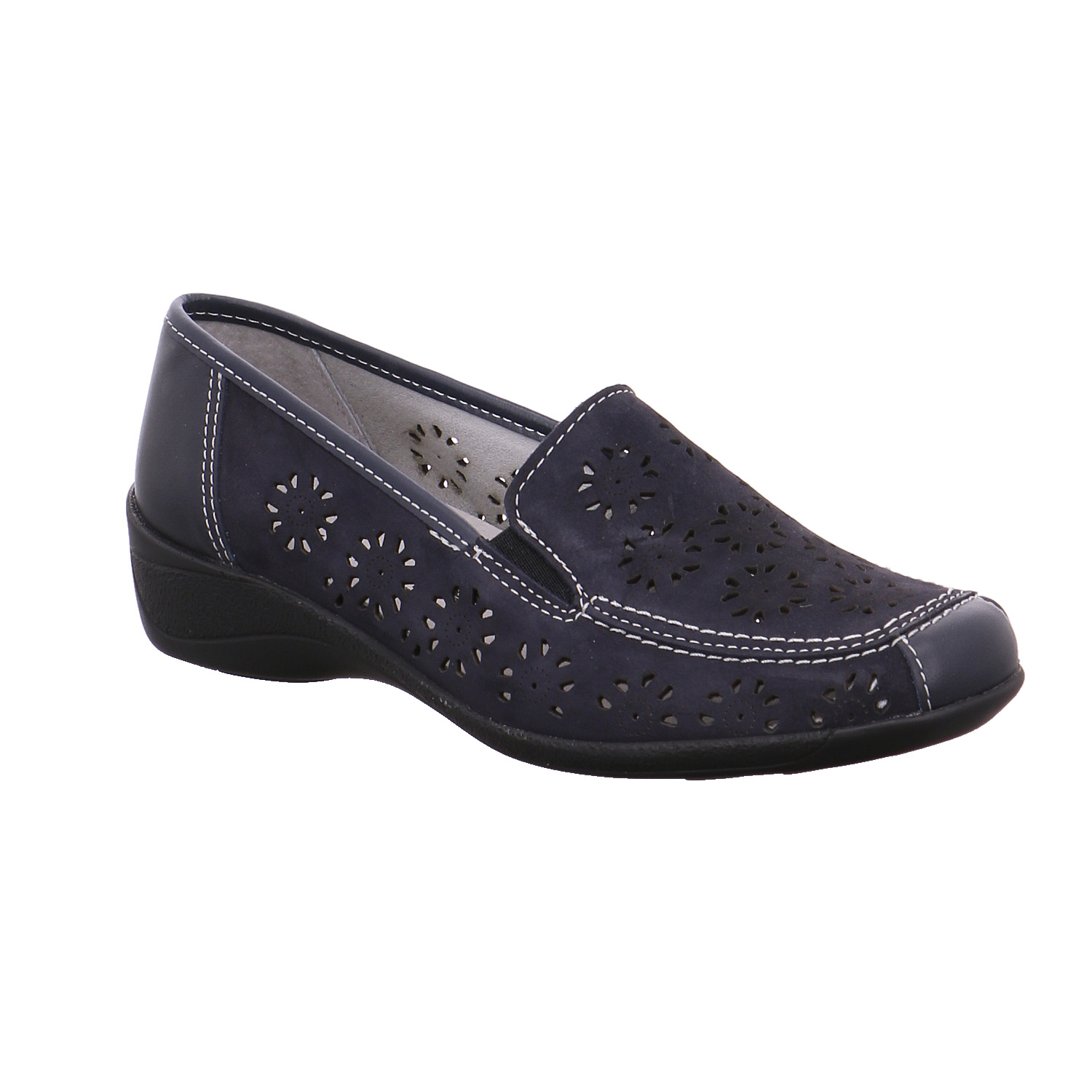 VAN DER LAAN Comfort-Slipper Blau Leder
