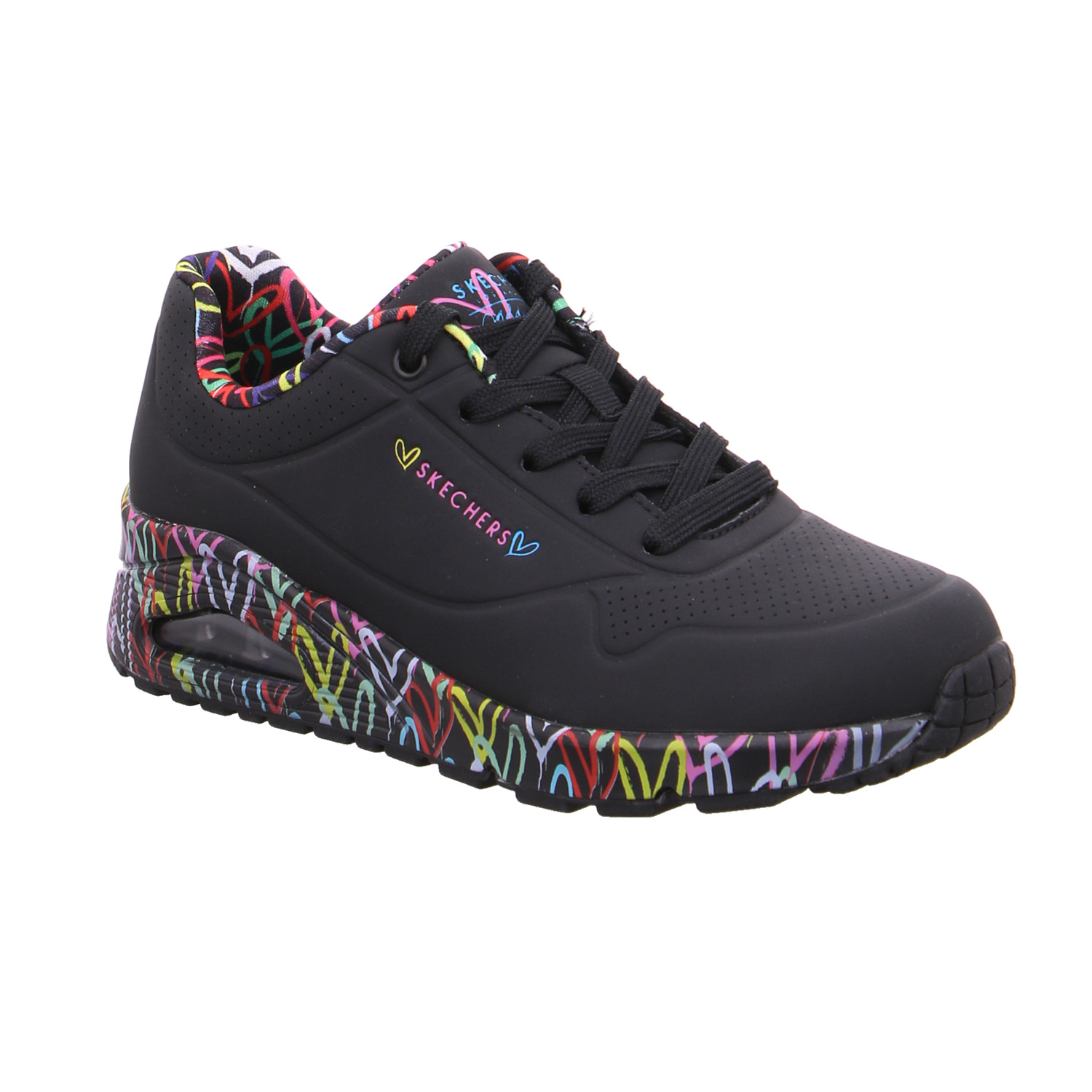 SKECHERS Sneaker Schwarz Lederimitat mit Wechselfussbett