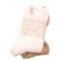 CAMANO Freizeitsocken Beige Textil Socken flauschig 2-ER Pack