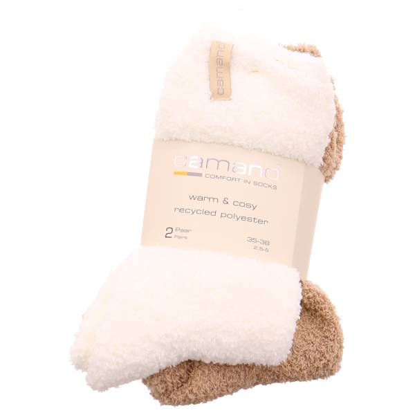 Bild 1 - CAMANO Freizeitsocken Beige Textil Socken flauschig 2-ER Pack