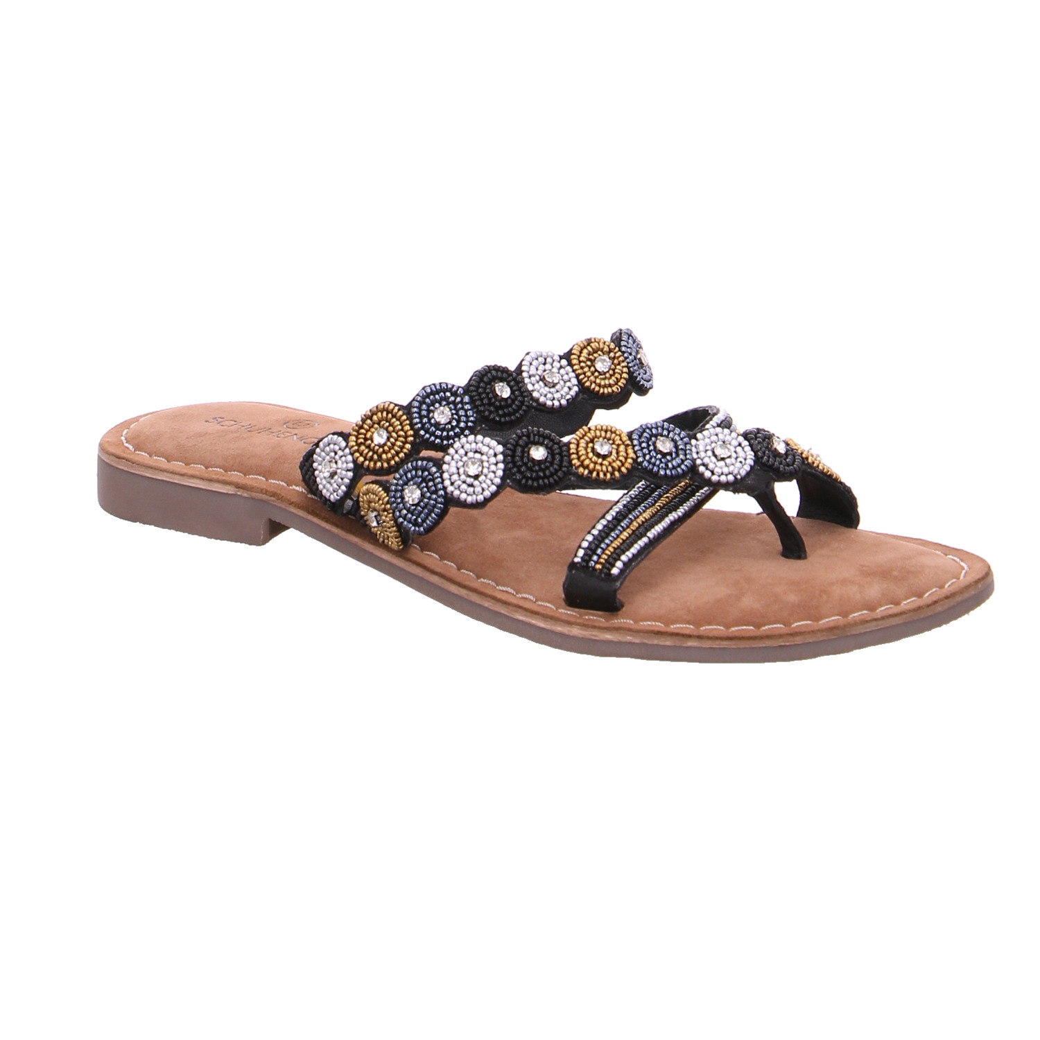 SCHUHENGEL Zehentrenner / FlipFlop Schwarz Leder
