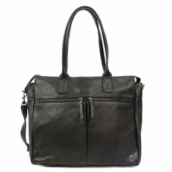 Bild 1 - BEAR DESIGN Henkeltasche Schwarz Leder mit Laptopfach