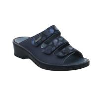 STUPPY Pantolette Blau Leder mit Massage-Wechselfussbett