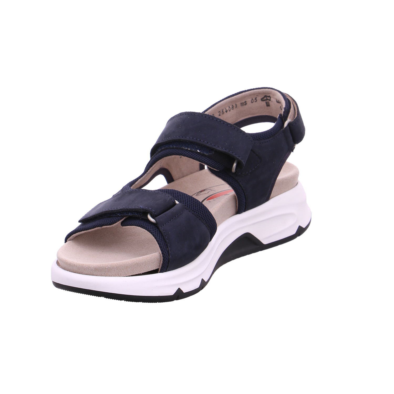GABOR Comfort-Sandalette Blau Leder mit Wechselfussbett