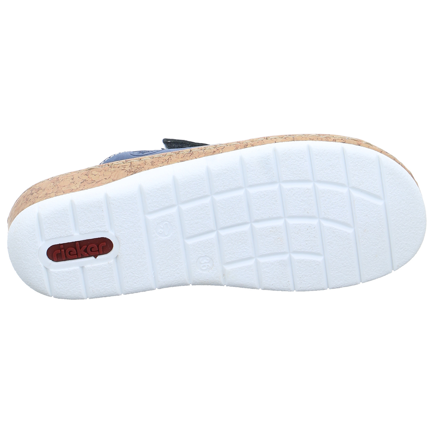RIEKER Comfort-Pantolette Jeansblau Lederimitat mit Wechselfussbett