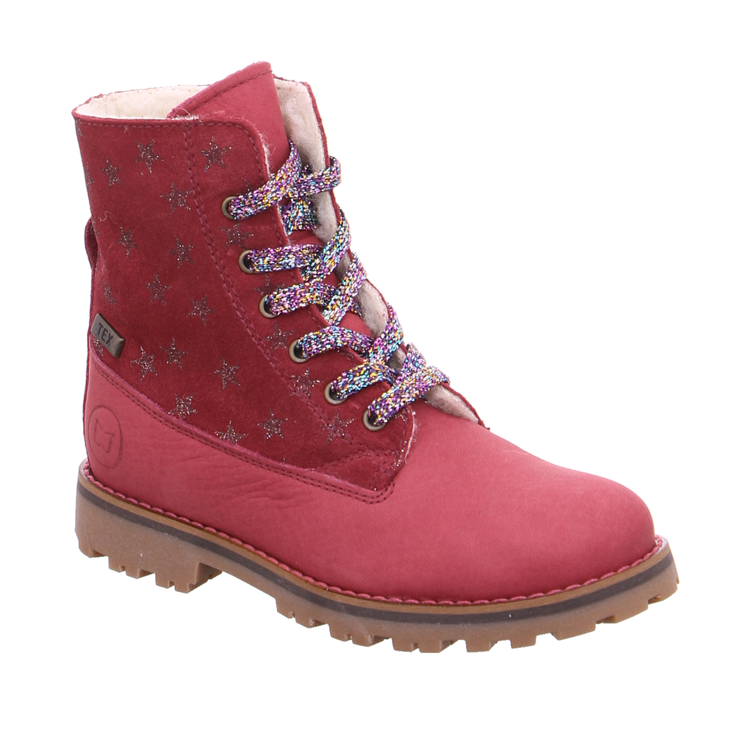 SCHUHENGEL Kleinkinder-Winterstiefel Dunkelrot Leder Schnürstiefel