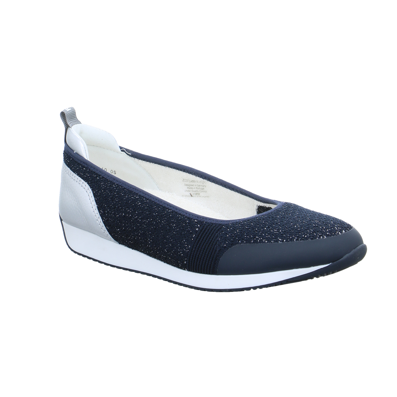 ARA Comfort-Slipper Blau Textil mit Wechselfussbett