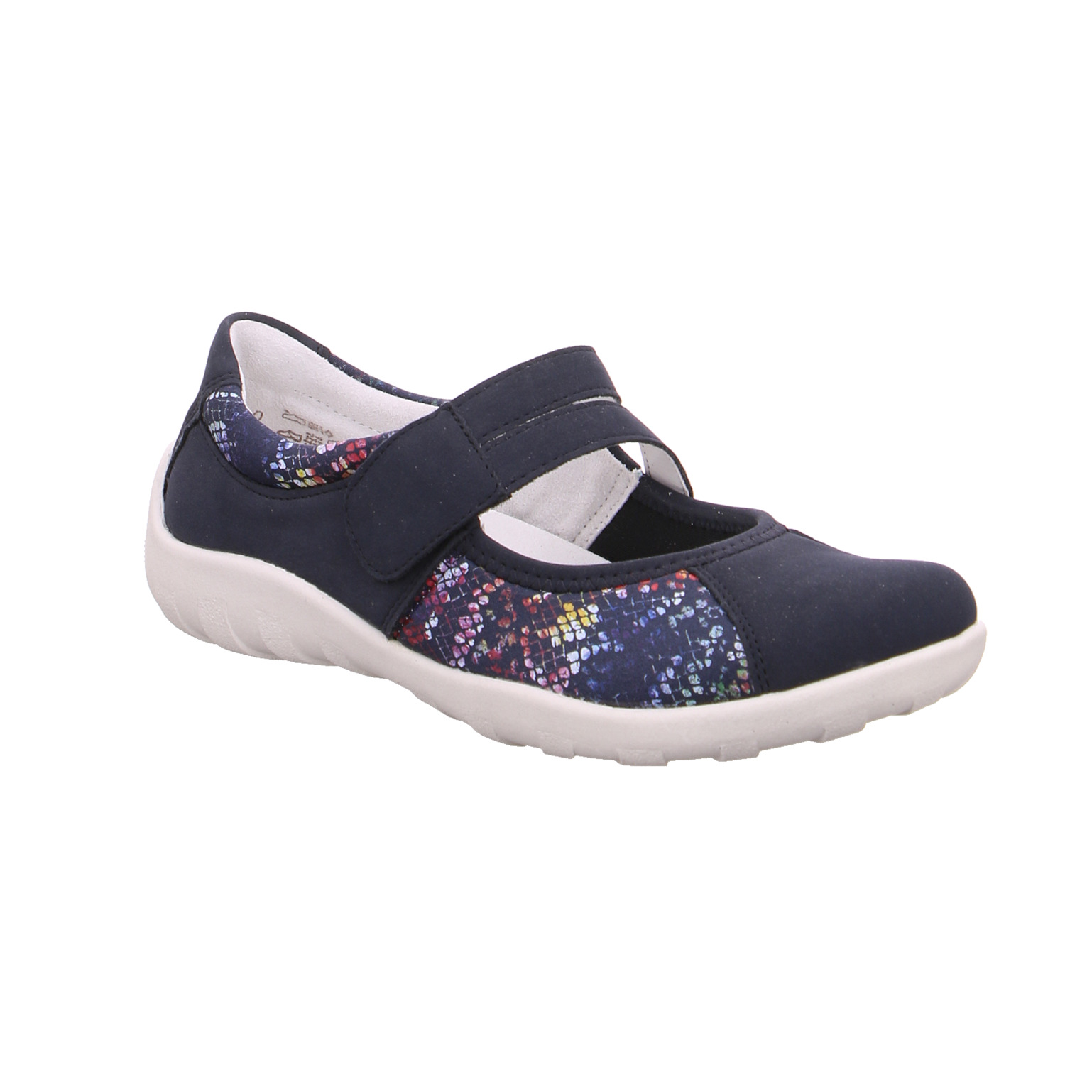 REMONTE Comfort-Slipper Blau Lederimitat mit Wechselfussbett