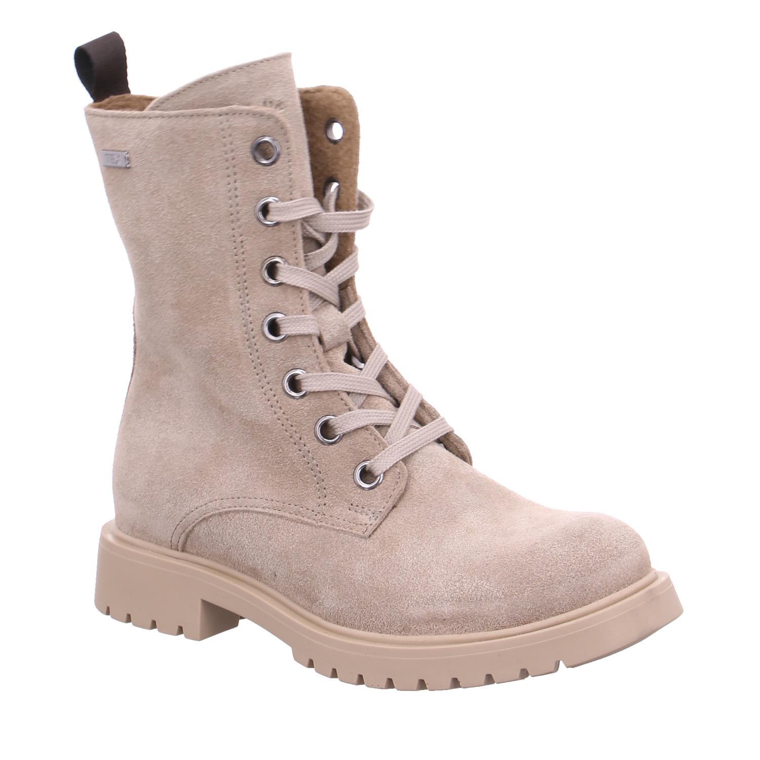 SCHUHENGEL Mädchen-Winter-Bottine Taupe Leder Schnür-Boot