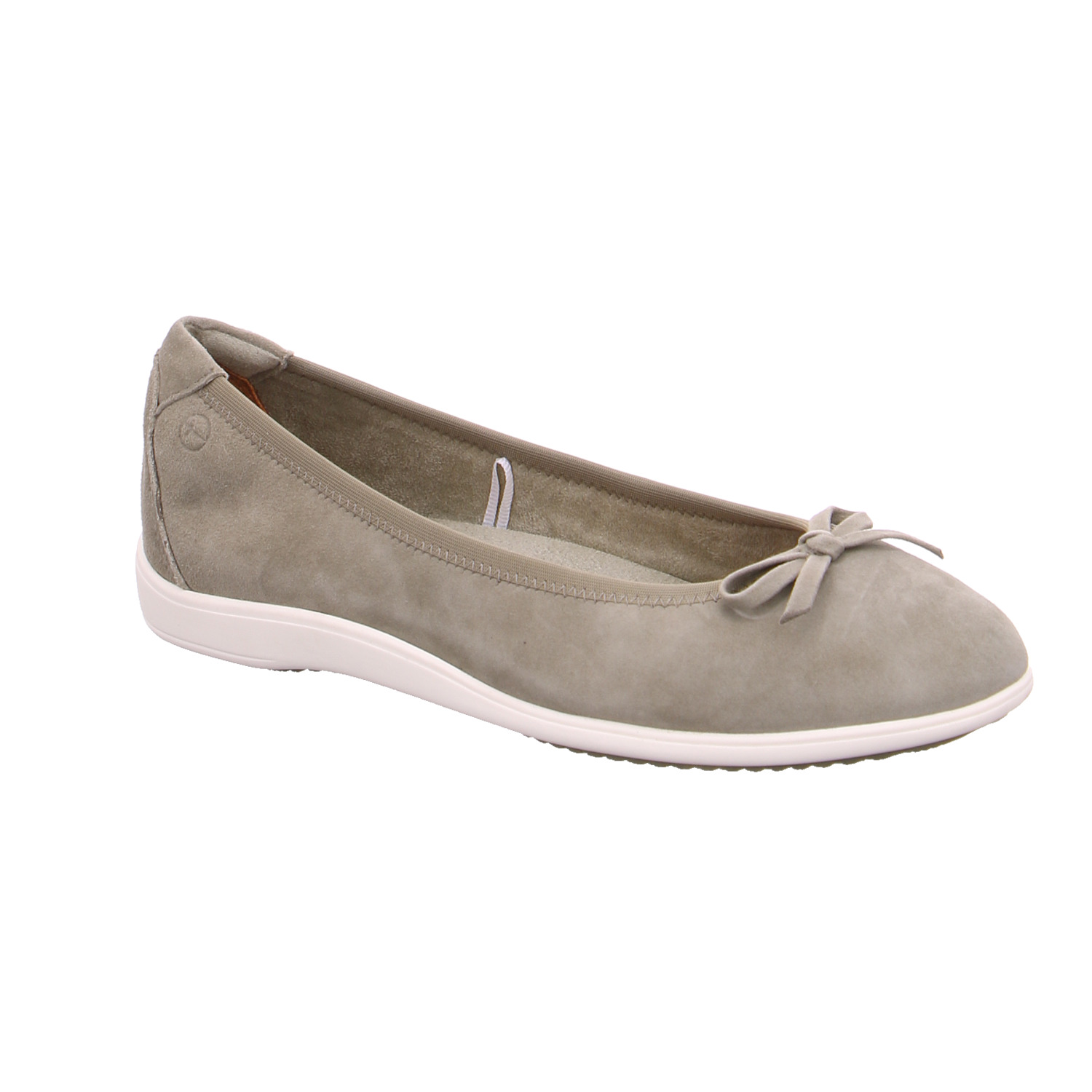 TAMARIS Ballerina Khaki Leder mit Wechselfussbett
