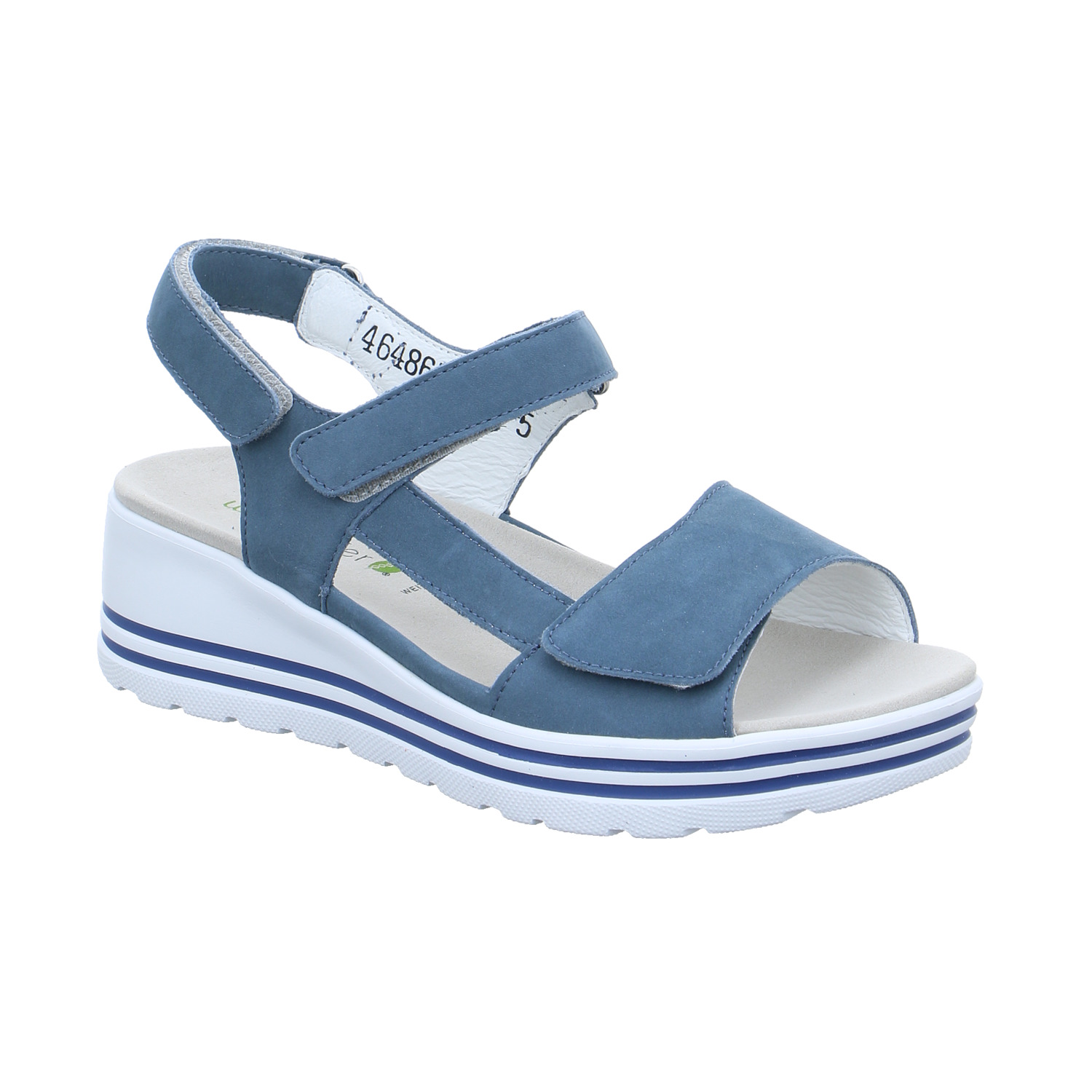 WALDLÄUFER Comfort-Sandalette Jeansblau Leder mit Wechselfussbett