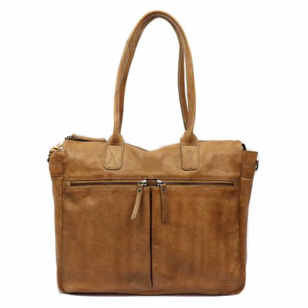 Bild 1 - BEAR DESIGN Henkeltasche Taupe Leder mit Laptopfach