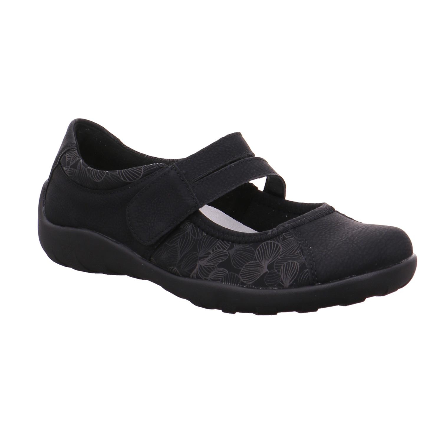 REMONTE Comfort-Slipper Schwarz Lederimitat mit Wechselfussbett