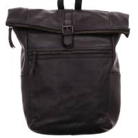 BEAR DESIGN Rucksack Schwarz Leder mit Laptopfach Grösse 32x25