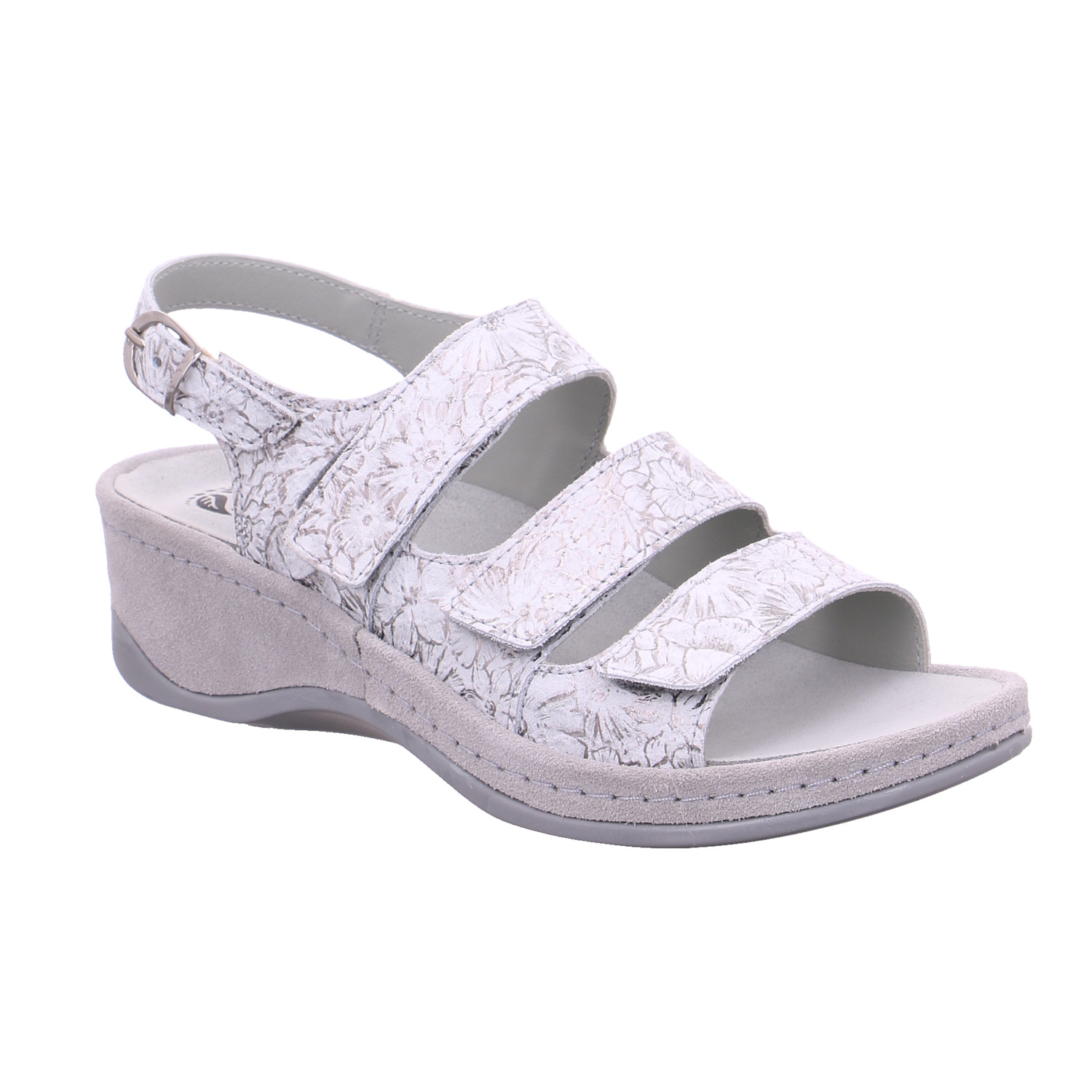 MUBB Comfort-Sandalette Hellgrau Leder mit Wechselfussbett