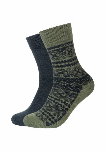 Bild 1 - CAMANO Freizeitsocken Olive Textil softtouch 2-ER Pack