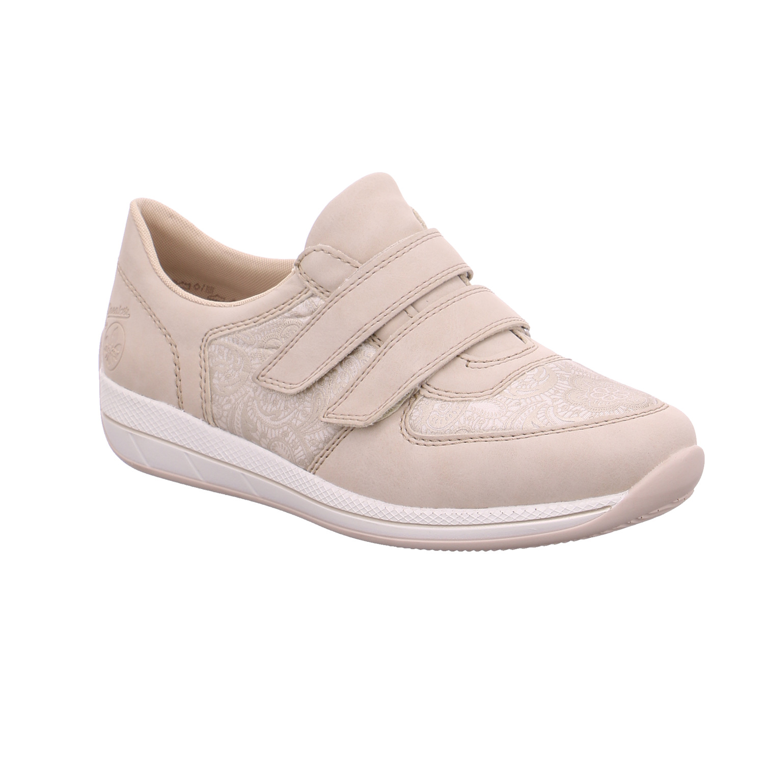 RIEKER Comfort-Slipper Beige Leder mit Wechselfussbett
