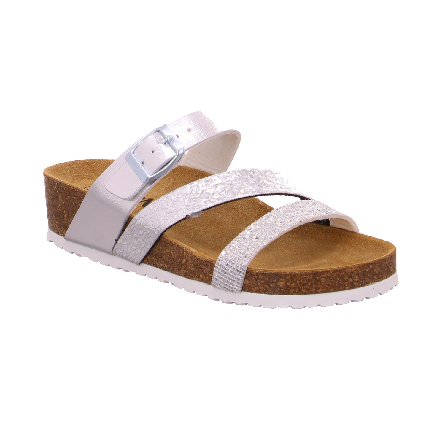 BIOLIFE Pantolette Silber Lederimitat