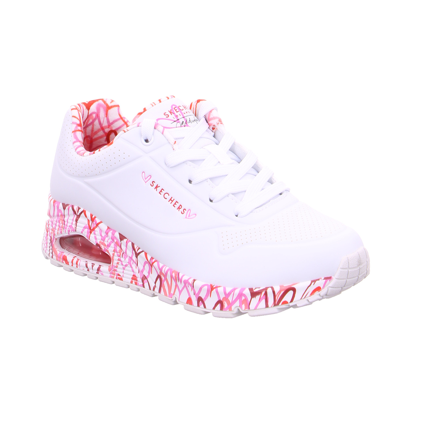 SKECHERS Sneaker Weiss Lederimitat mit Wechselfussbett