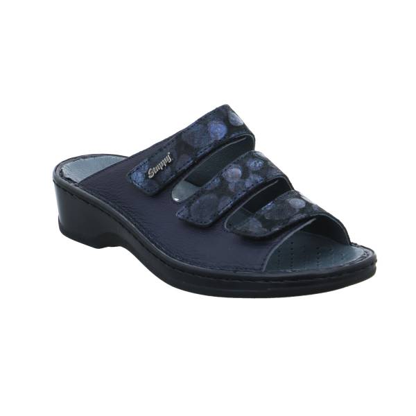 Bild 1 - STUPPY Pantolette Blau Leder mit Massage-Wechselfussbett