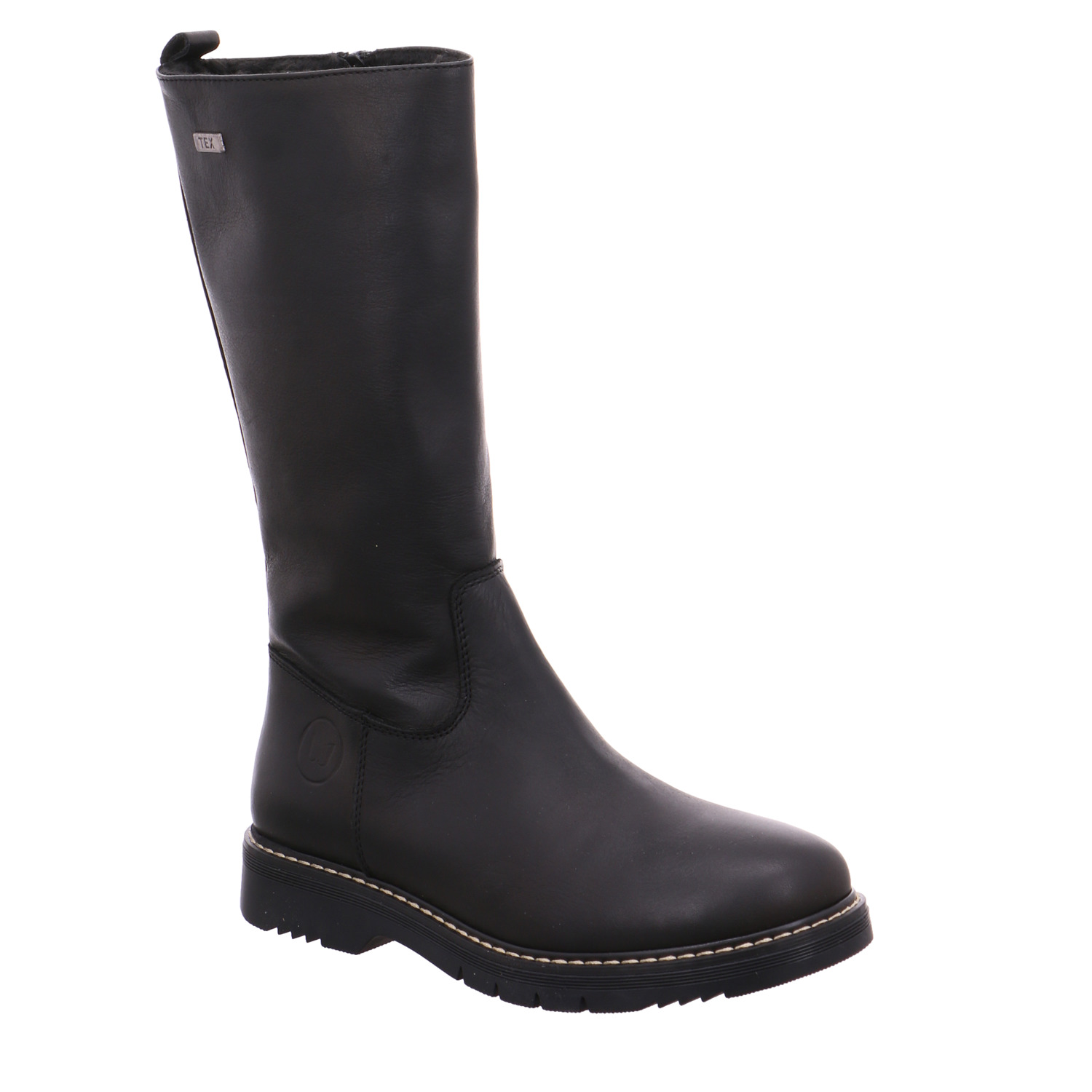 SOMMERKIND Mädchen-Winterstiefel Schwarz Leder Schaftstiefel