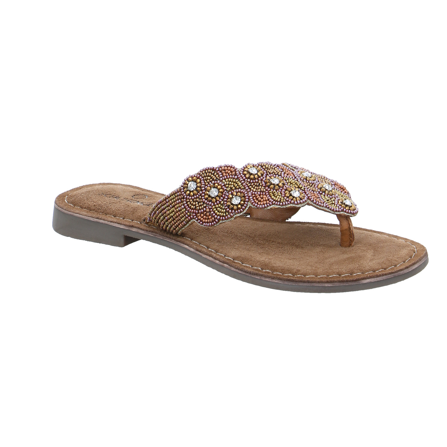 SCHUHENGEL Zehentrenner / FlipFlop Beige Leder