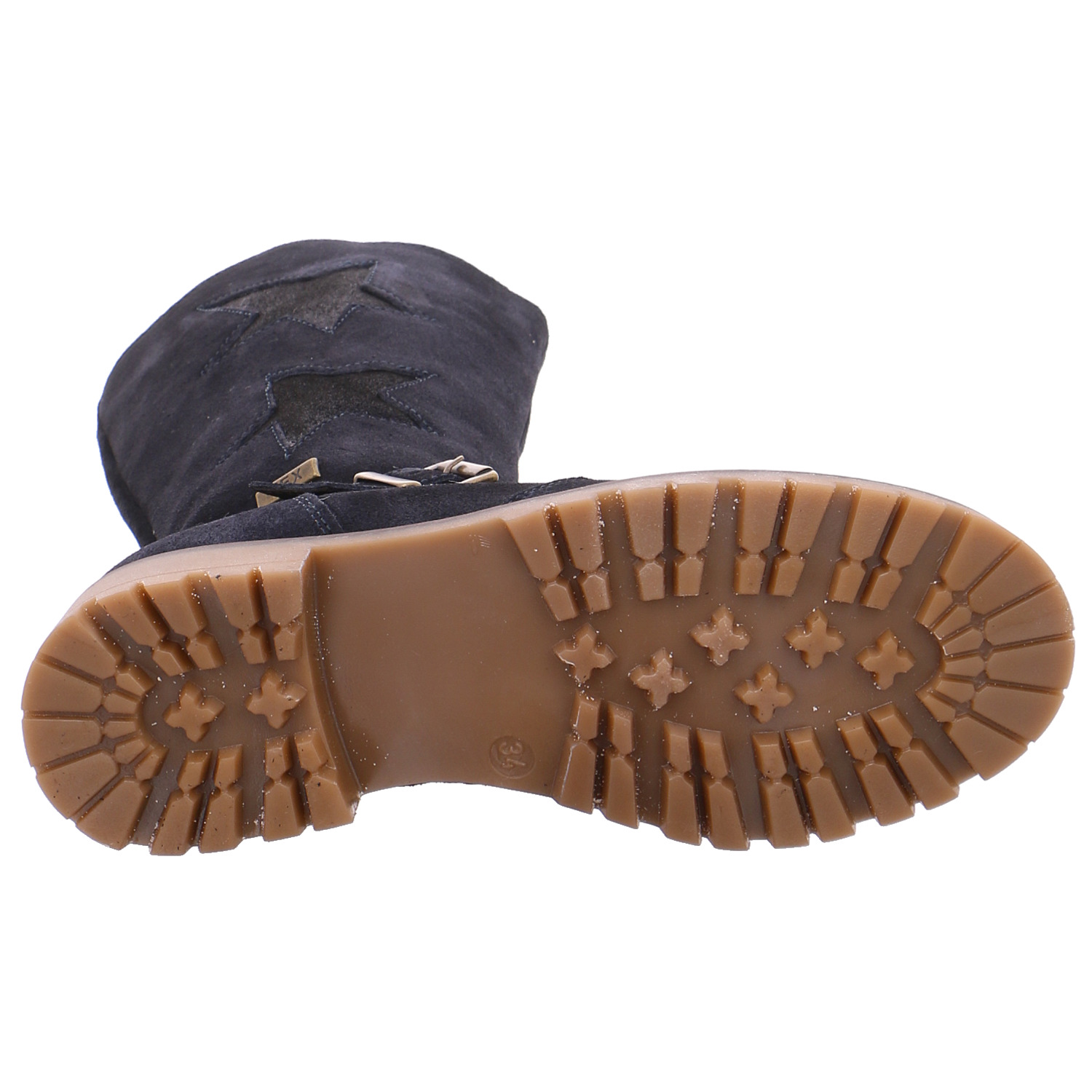 SOMMERKIND Mädchen-Winterstiefel Blau Leder Schaftstiefel YB8265
