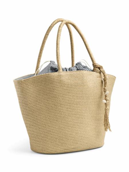 Bild 1 - PIECES Sommertasche Beige Recycelte Materialien Ja