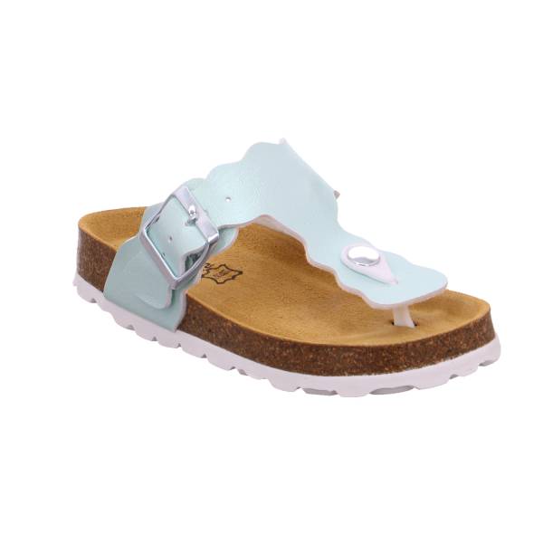 Bild 1 - BIOLife Kinder-Zoccoli /Flip Flops Pastelgrün Lederimitat Zehentrenner