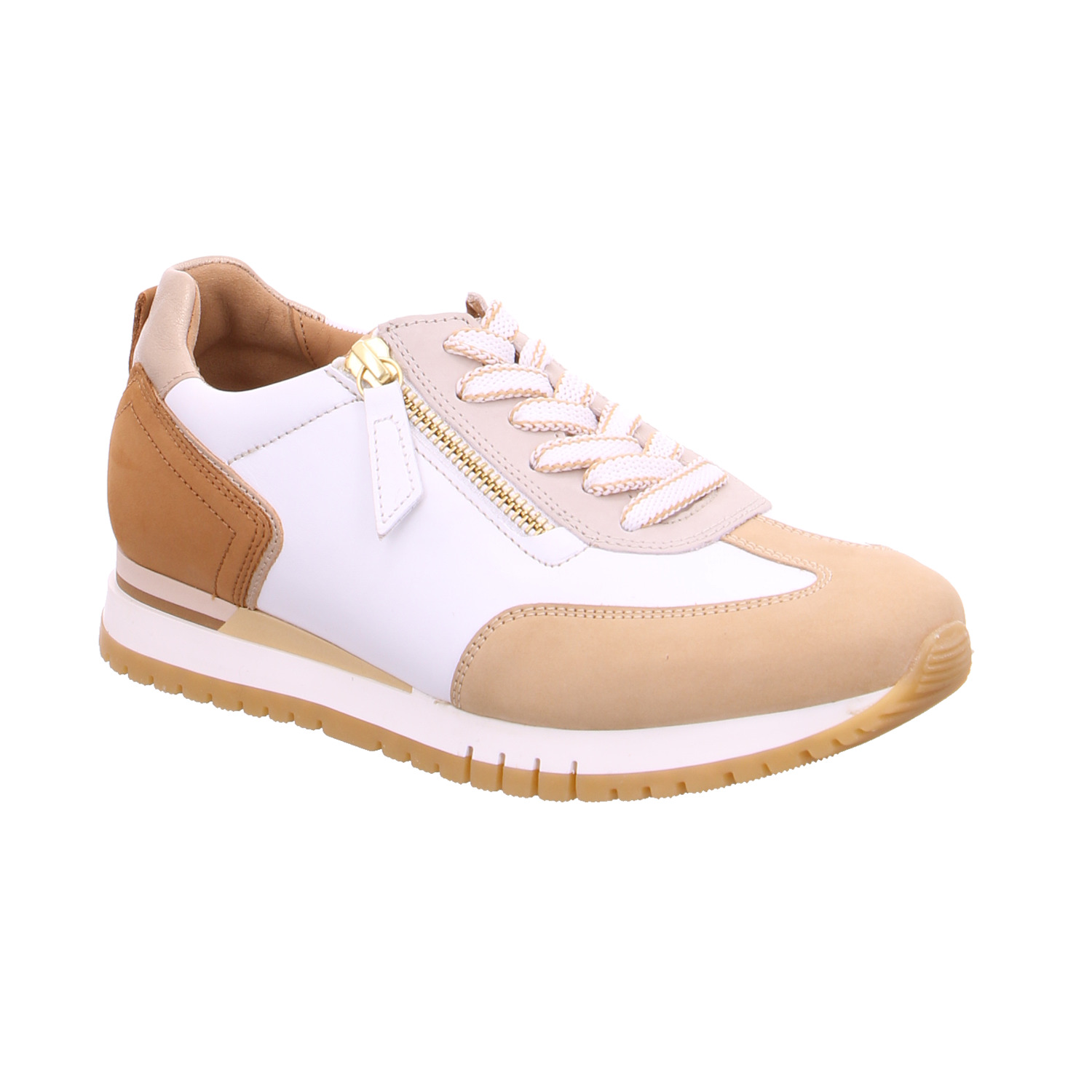 GABOR Comfort-Sneaker Beige Leder mit Wechselfussbett