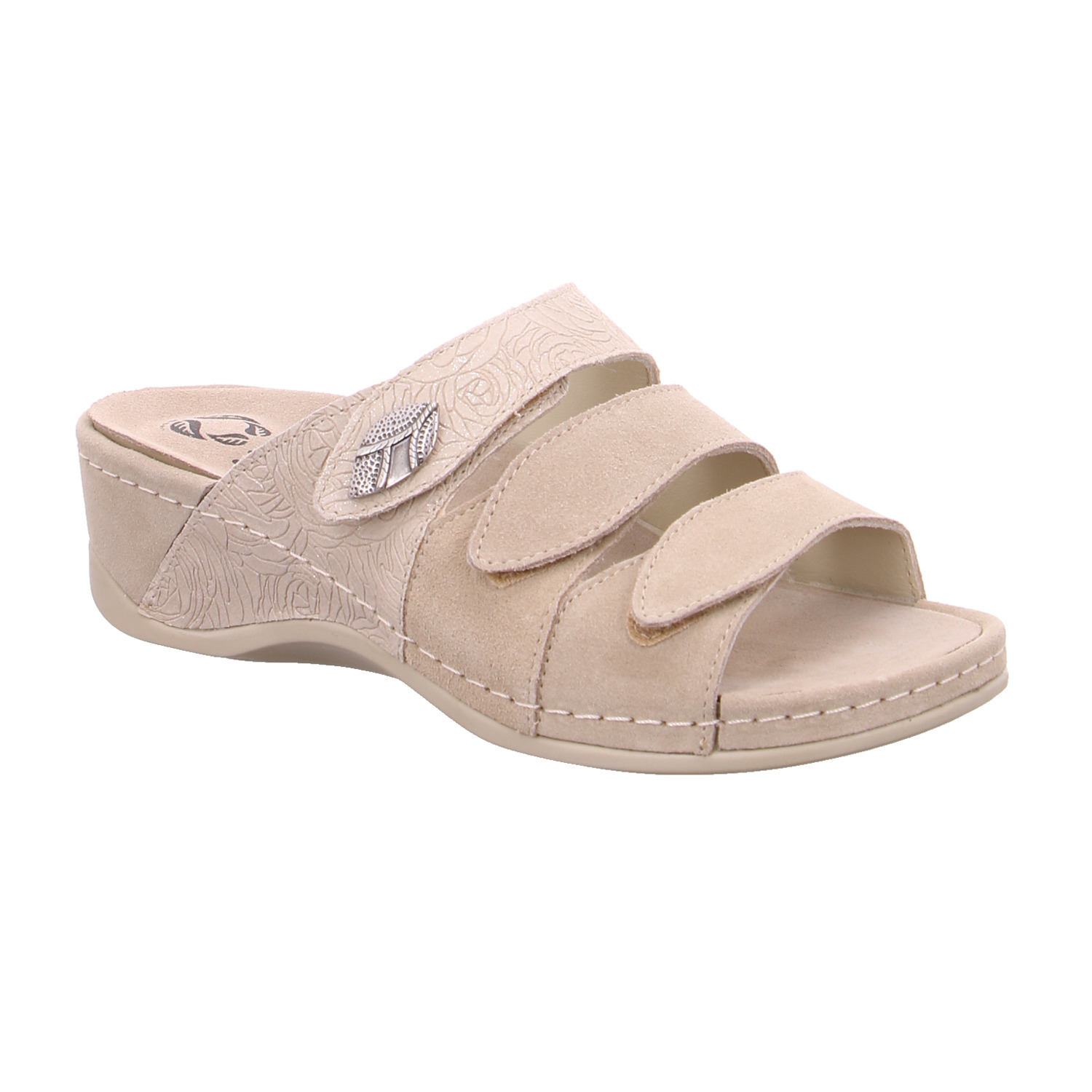 MUBB Pantolette Beige Leder mit Wechselfussbett